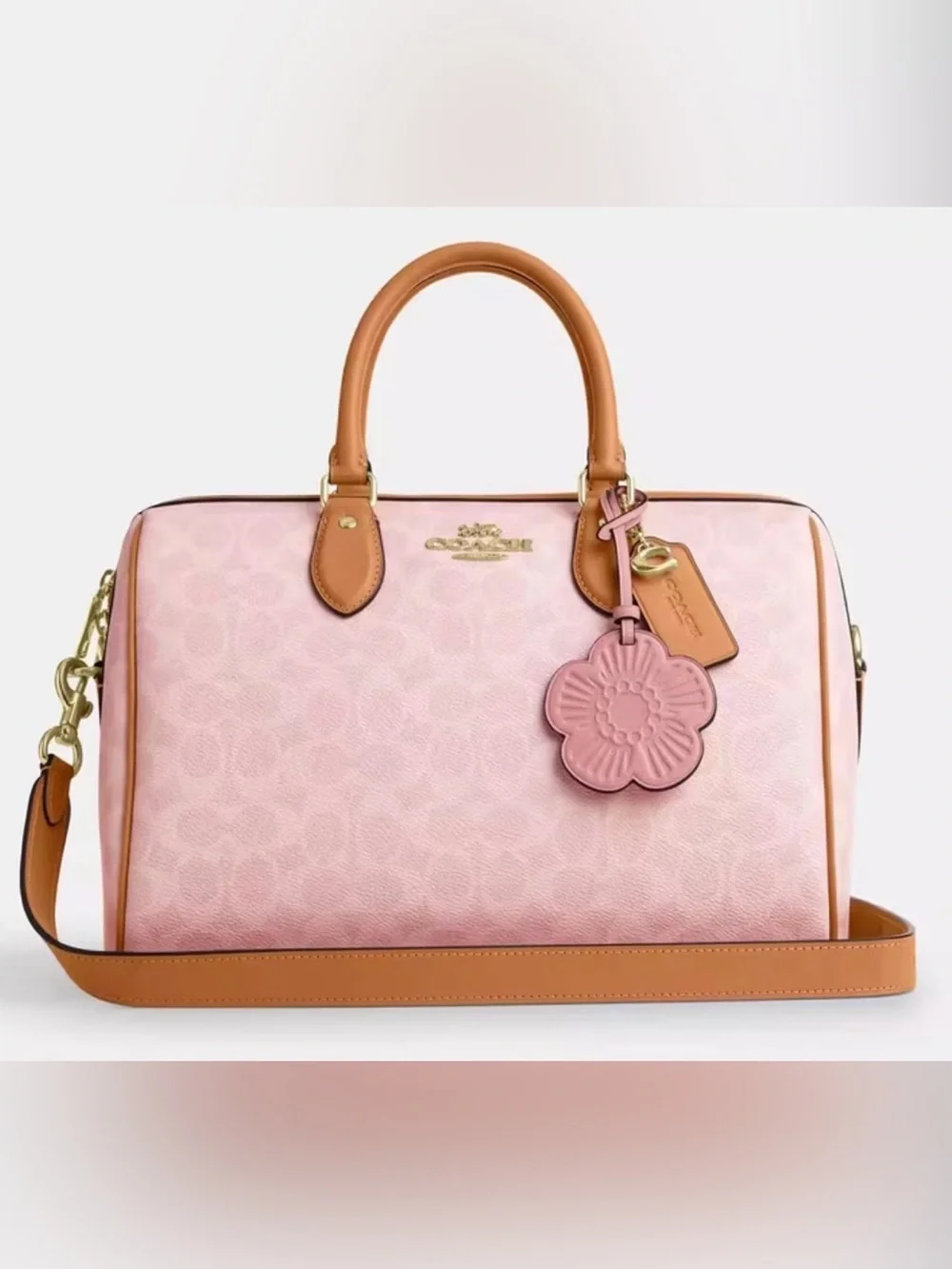 🌸 NWT Coach Rowan Large Satchel in Signature Canvas – Powder Pink (CEA19) 🌸